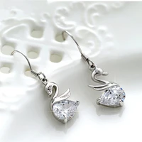 silver exquisite aaa flashing diamond swan elegant crystal earrings trendy high end female earrings 2021 trend party jewelry
