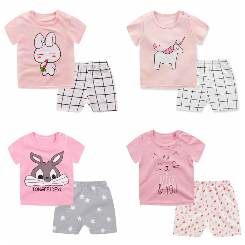 Комплект детской одежды из 2 предметов для маленьких девочек футболка с