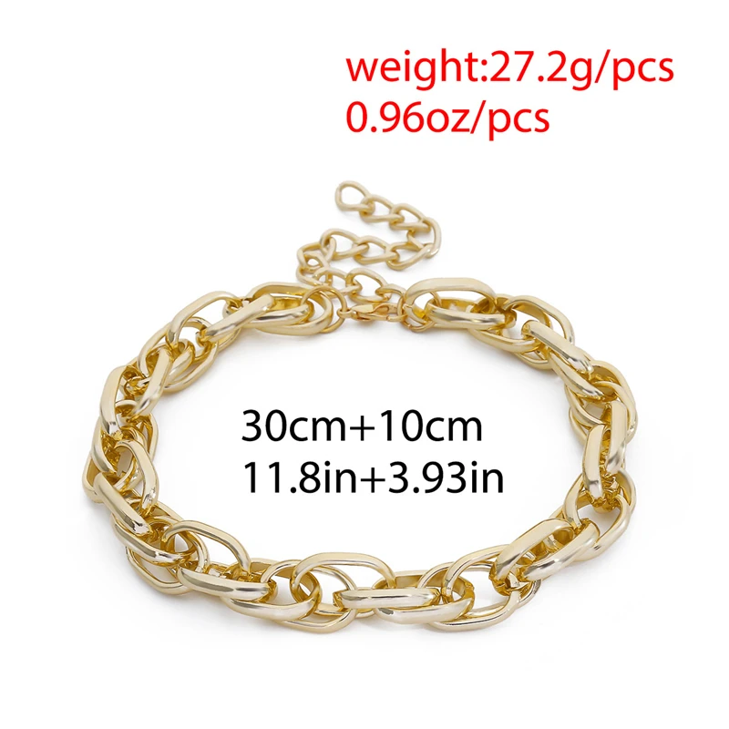 

Ailodo Punk Cuban Choker Necklace Collar Statement Hip Hop Big Chunky Aluminum Gold Color Thick Chain Necklace Women Jewelry