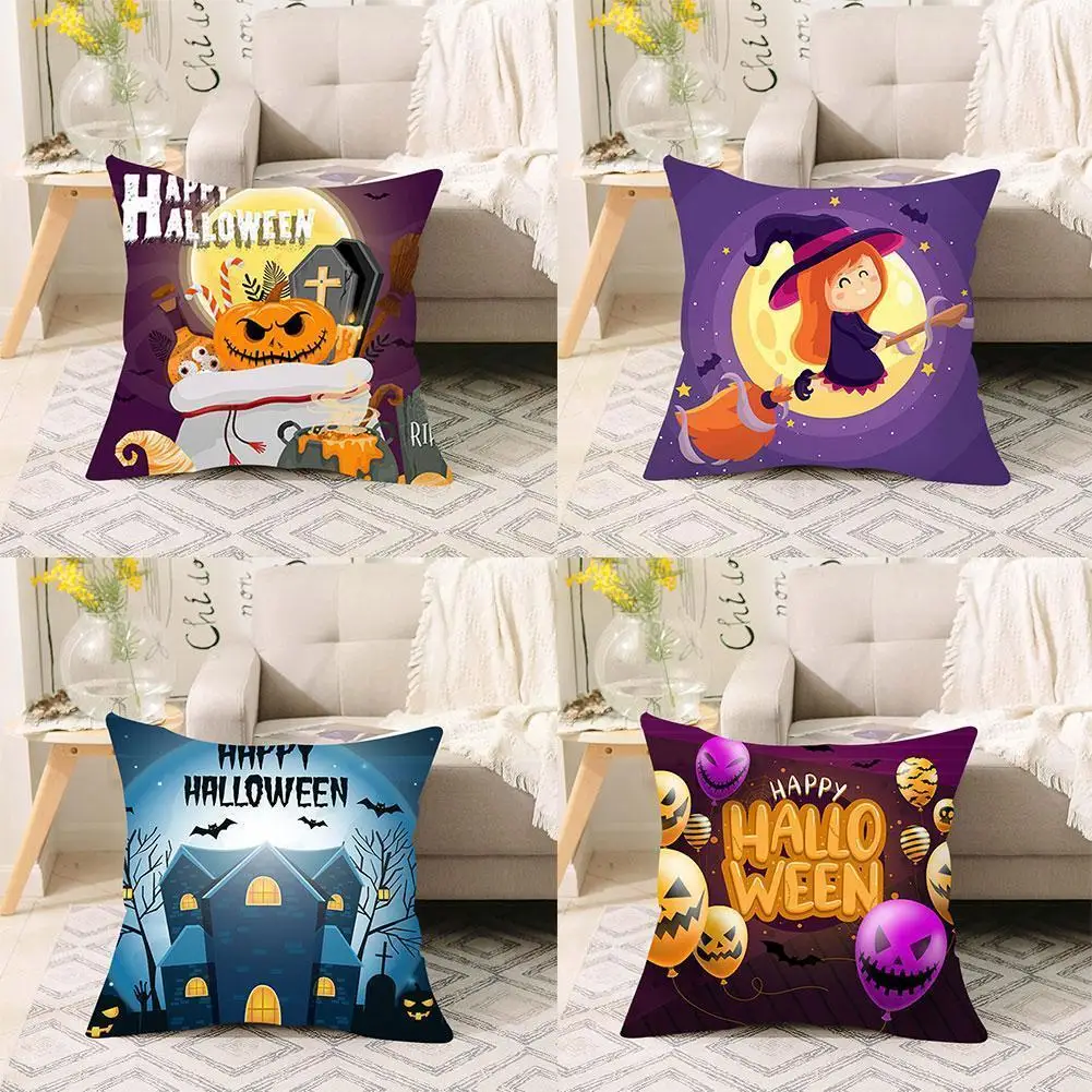 

Pumpkin Witch Pillowcase Halloween Series Pattern Cushion Chairs New Pillowcase 2021 Sofa Cover Decor Home Peach Skin Carto U2I8