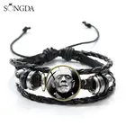 Кожаный браслет Франкенштейн и его невеста, в готическом стиле, с изображением монстров, стеклянный кабошон, в стиле панк, подарки, 2019