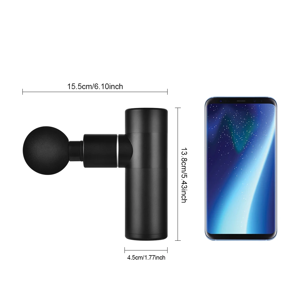 

Black Fascial Gun Electric Deep Powerful Tissue Muscle Massage Rechargeable Cordless Massager Body Pain Relief Fitness Equipment