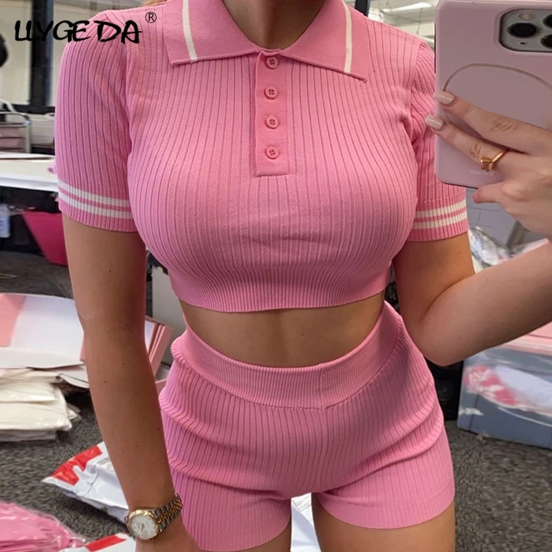 Вязаный ребристый укороченный Топ для женщин комплект из 2 предметов тонкая