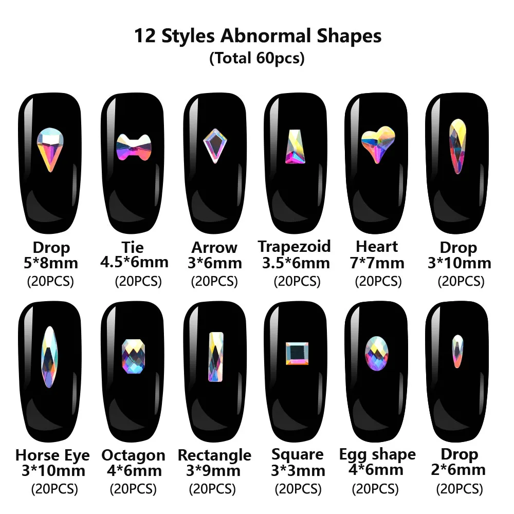 20 шт. 3D кристаллы камни для ногтей золотые стразы с плоской задней поверхностью