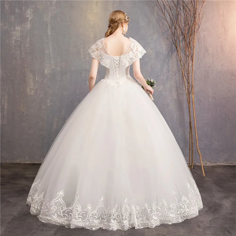 

Bridal WEDDING gown lace up O NECK wedding dresses SLEEVELESS PLUS SIZE anniversary ceremony Muslim wedding DRESS with train