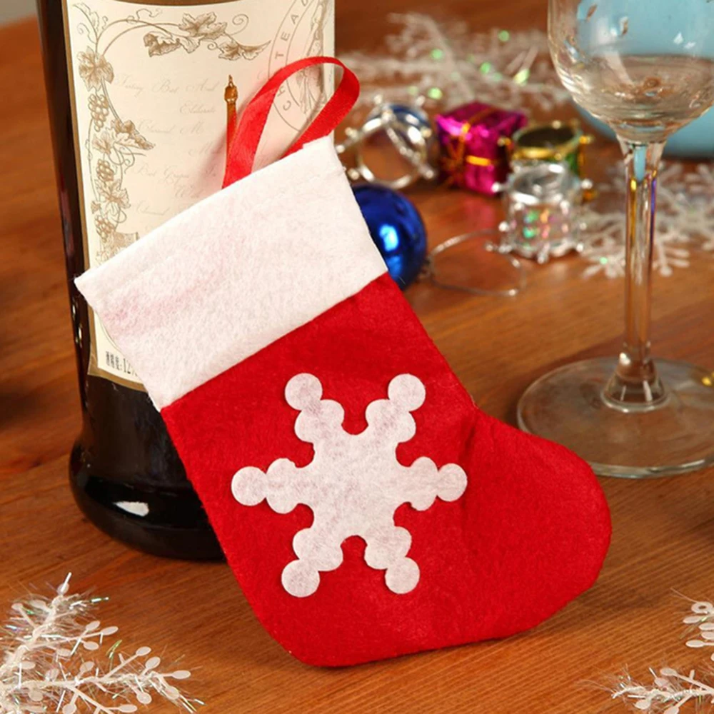 Рождественские чулки носки украшения Снежинка подставки для столовых приборов