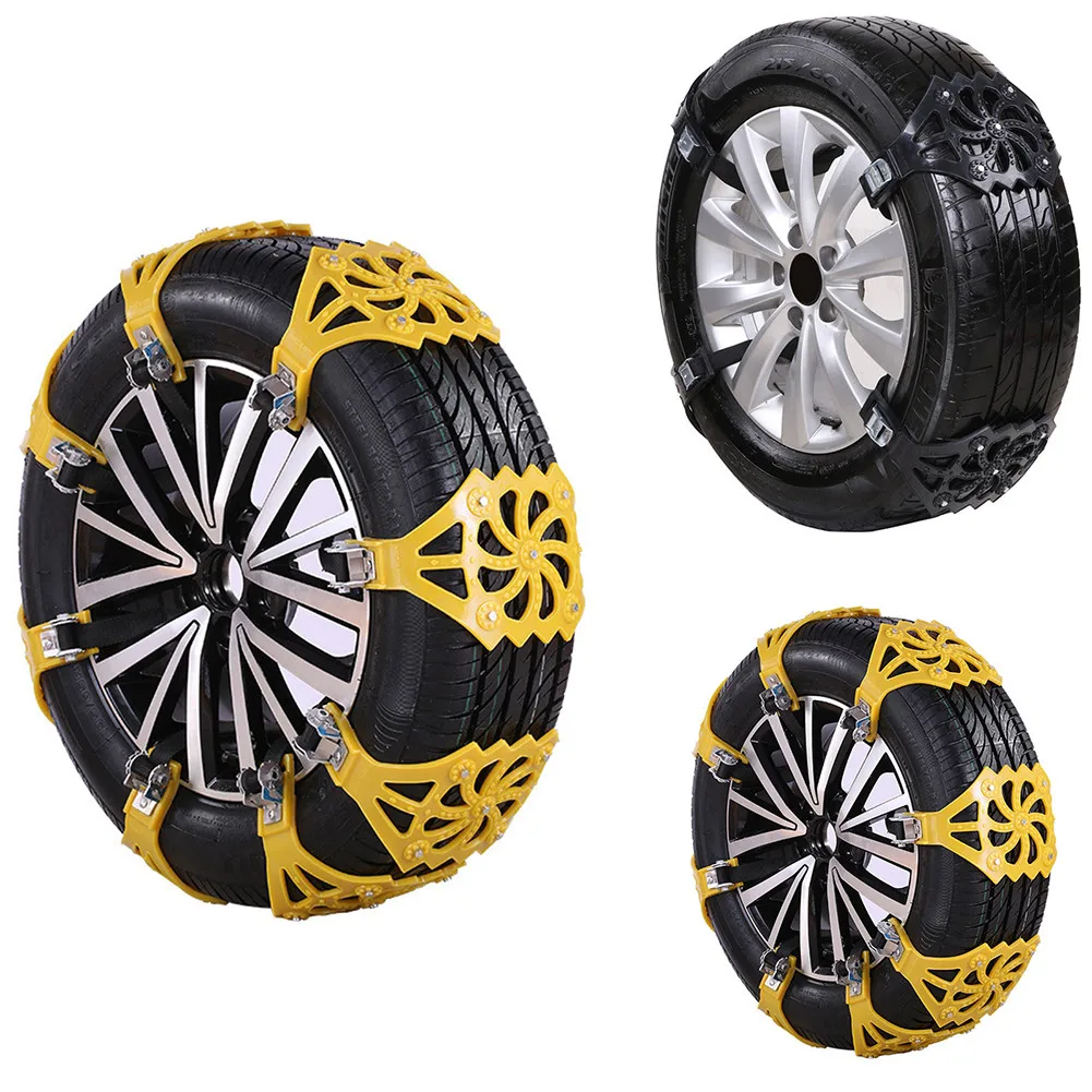 

Universal Car SUV Tire Snow Chain Tendon Chain Universal Thick Chain Automobile Tire Snow Chain Yellow/black