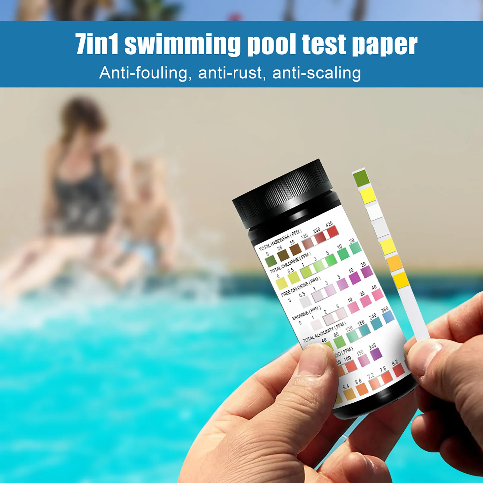 

7 в 1 тестовая бумага для определения качества воды в бассейне 100 100 тестовые полоски тестовая бумага для тестирования PH тестовая полоска для ...