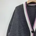 Новинка Осень-зима 2021, вязаный свитер, Женский контрастный кардиган с длинными рукавами