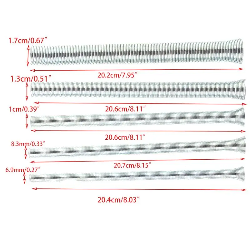 

X7AB пружинный трубогиб 5 шт. в комплекте 1/4 ''5/16'' 3/8 ''1/2'' и 5/8 ''для медных алюминиевых и тонких настенных стальных труб