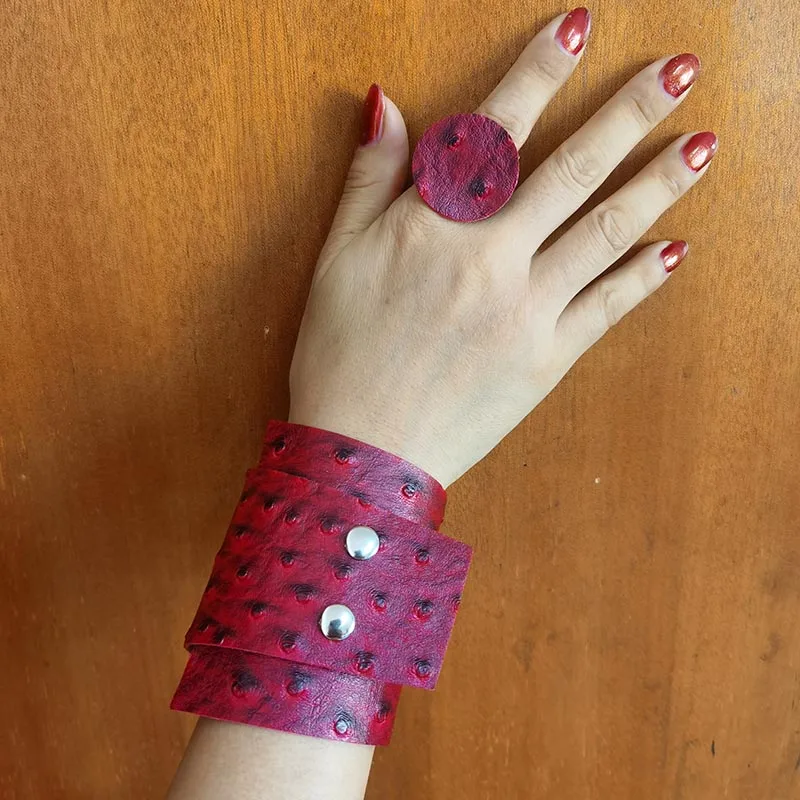 

Punk Leather Bracelets For Women Fashion Snakeskin Print Wrap Boho Female Bracelets & Bangles Party Jewelry Gift