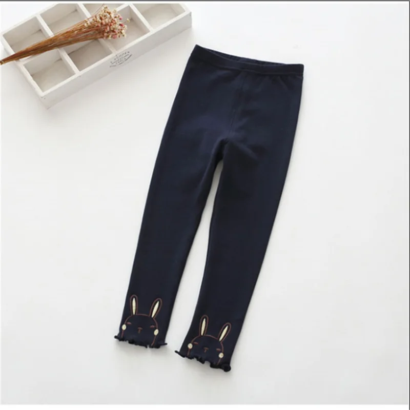 

Children's Pants 2021Spring and Autumn New Girls Outer Wear Elastic Slim Leggings Trousers Embroidered with Rabbit Pattern