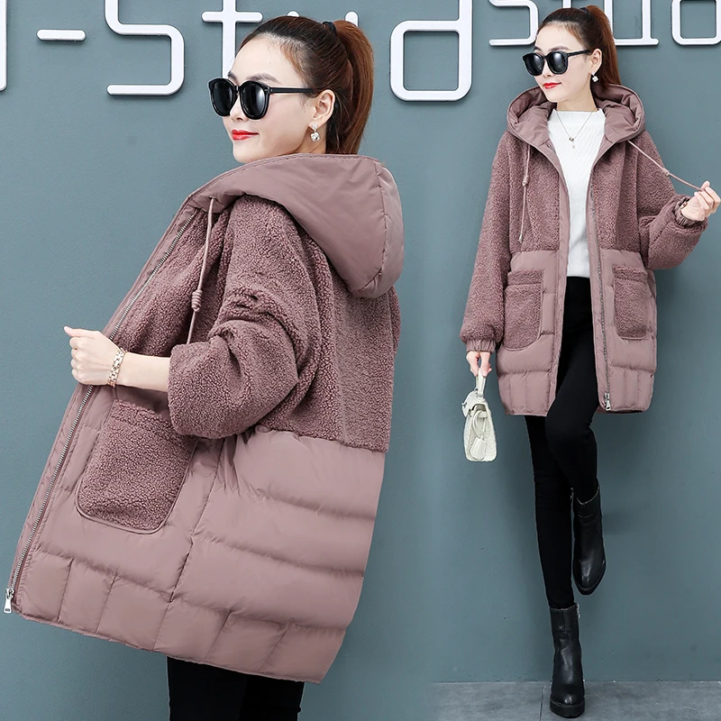 Женская Стеганая куртка с капюшоном повседневное зимнее пальто большого размера