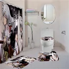 Водонепроницаемая занавеска для ванны Inuyasha, 4 шт., занавеска для душа в стиле аниме, крышка для унитаза, коврики для ванны, декоративный набор для ванной в японском стиле аниме