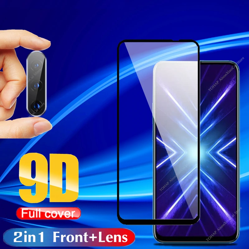 2 в 1 9D закаленное стекло для Huawei honor 9X Pro объектива камеры Защита экрана 8X