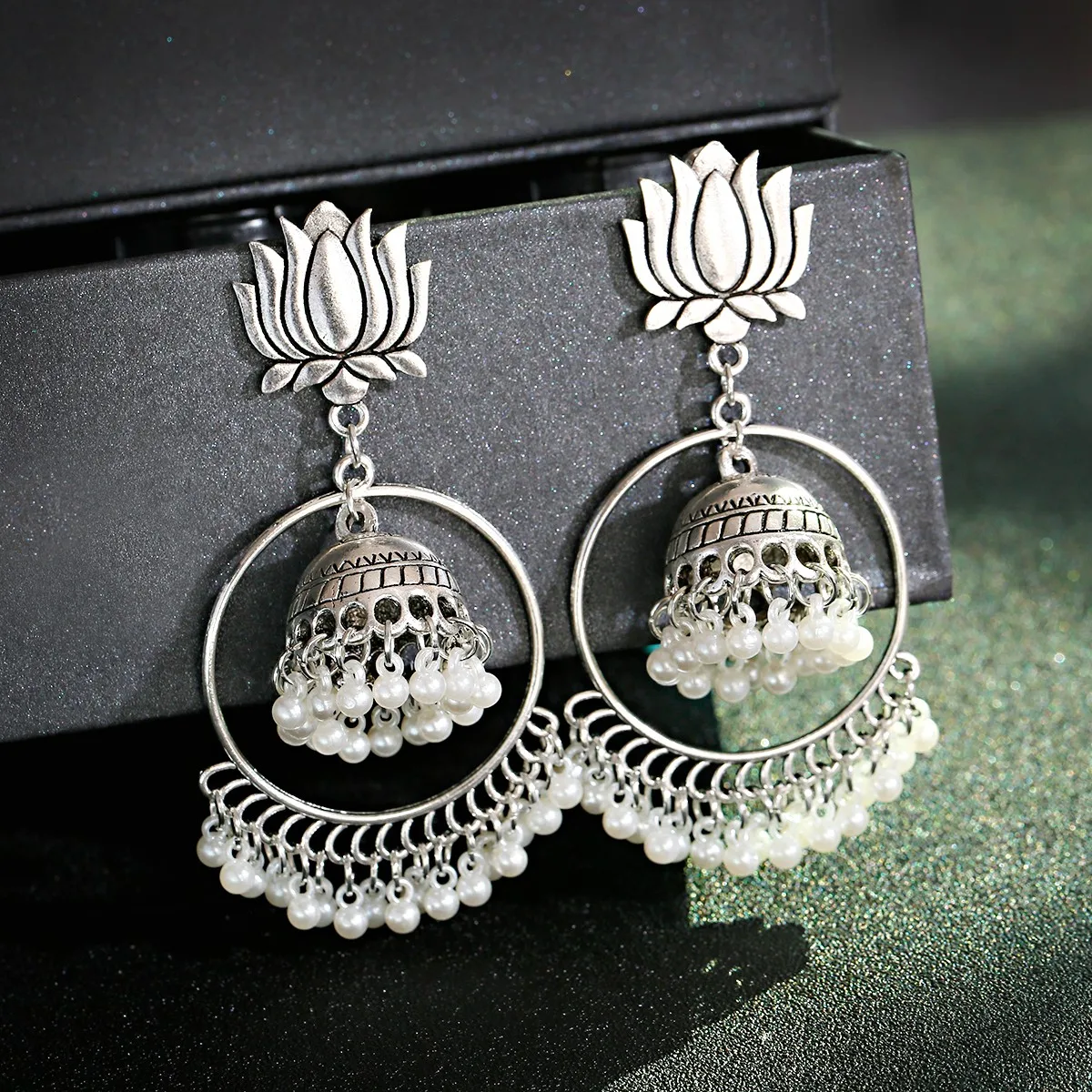 

Jhumka Indian Earrings For Women Bell Gypsy/Dangle Earring Vintage Pearl Unusual/Large Ear Rings For Girl Pendant Woman Jewelry