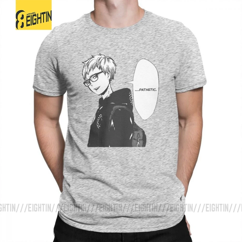 Футболки Haikyuu, футболки Tsukishima Kei, Классические летние футболки с коротким рукавом и круглым вырезом, хлопок, комиксы, футболки для мужчин, большие размеры - Цвет: Серый