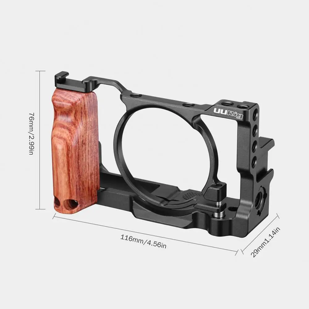 

Ulanzi Vlog Camera Cage Wooden Handle Extension Accessory Standard Arca-Style Quick Release Plate for Sony RX100-VII M7