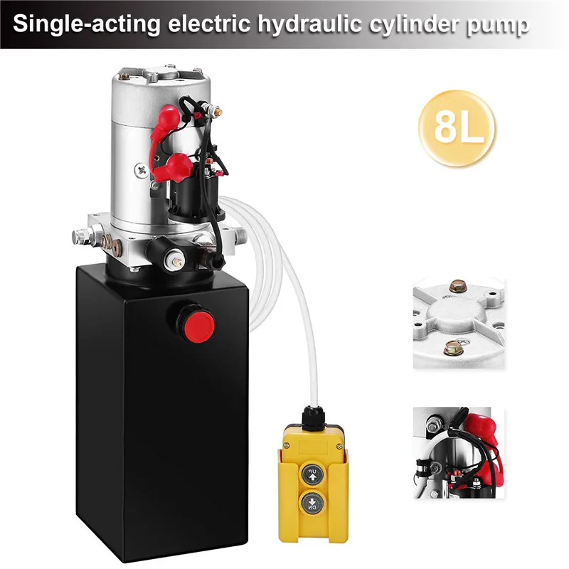 

12V 8 L Car Lift Hydraulic plastic Pump Power Supply Unit Single Acting for Dump Traile