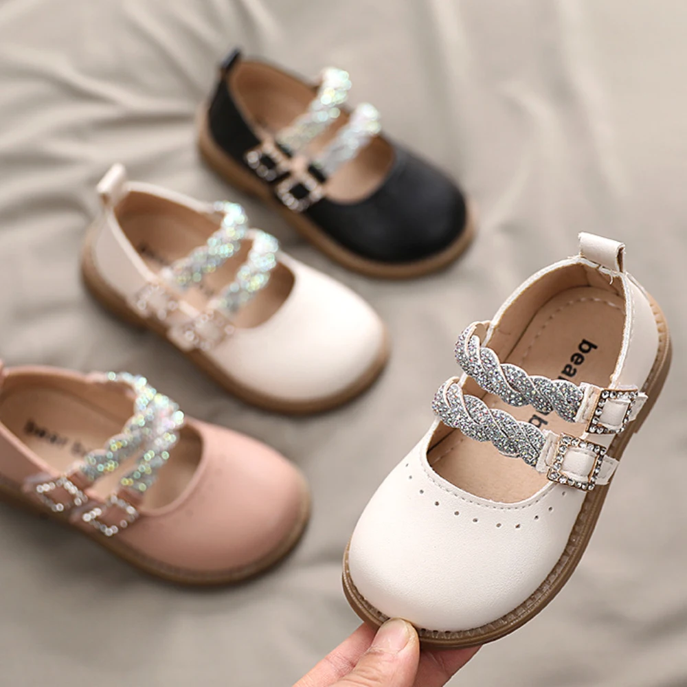 

Infant Girls Leather Shoes Sparkly Pink Princess Shoes for Toddler Girls Birthday Party Shoes White Dancing Strap Non-slip 3t 4t