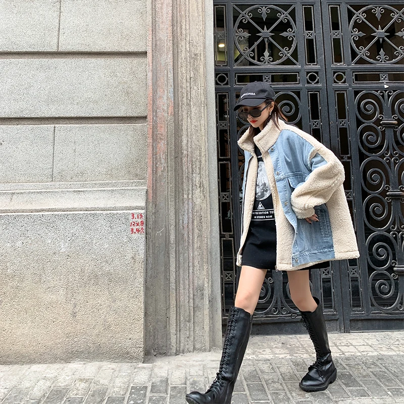 Новинка 2019 джинсовая куртка для женщин зимнее индивидуальное теплое пальто в