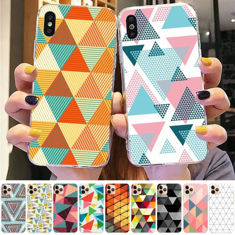 

Triangle Pattern Phone Case for iphone 13 8 7 6 6S Plus X 5S SE 2020 XR 11 12mini pro XS MAX