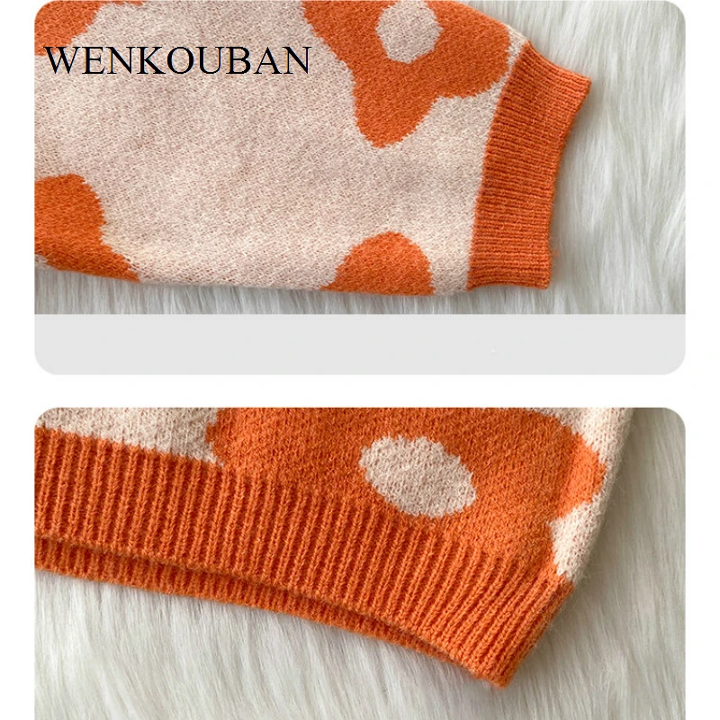 

Women Oversize Sweater Winter Fashion Flower Sweaters Ladies Pullovers Loose Women Knitted Sweaters Sueter Mujer Invierno 2021