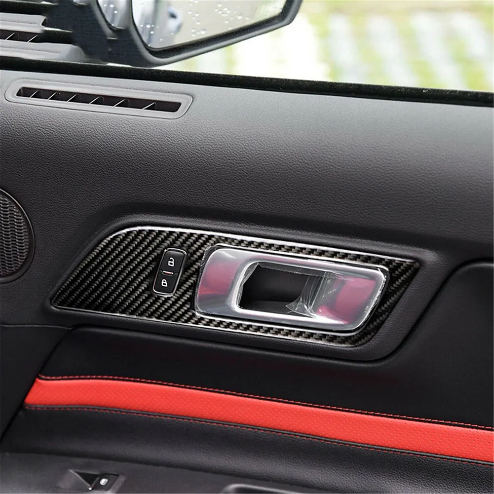 

For Ford Mustang Door Handle Trim Parts Real Cover Decoration Interior