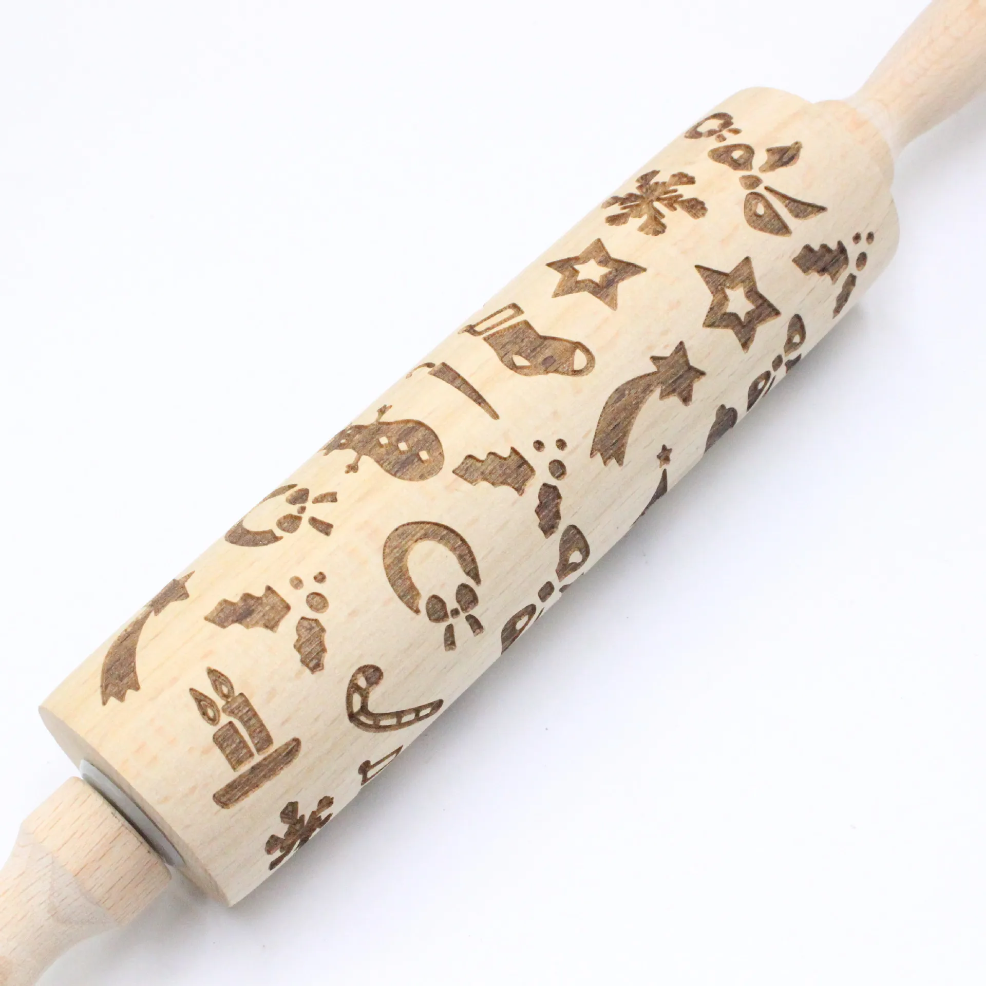 Заказная печать узора Скалка бук Дерево Лазерная гравировка Рождественский узор