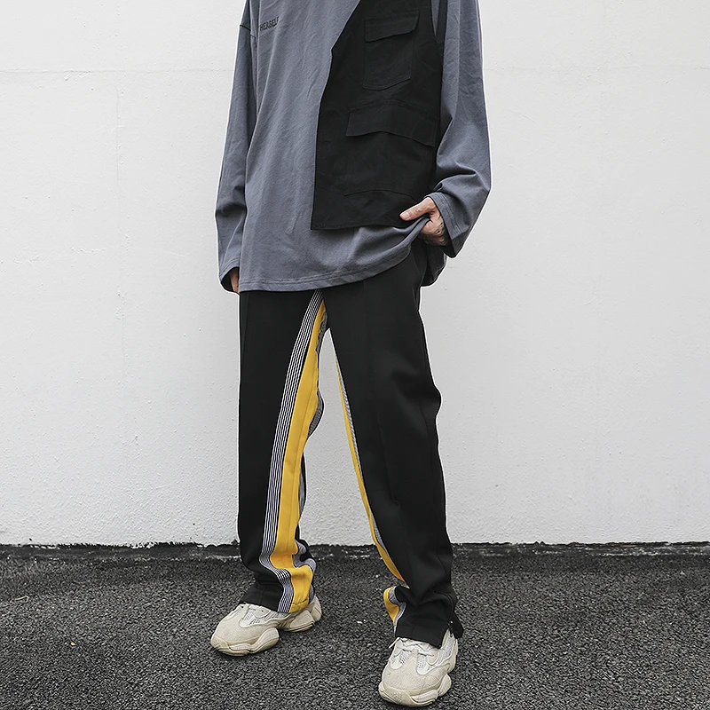 Брюки мужские прямые на молнии Модные свободные повседневные штаны с