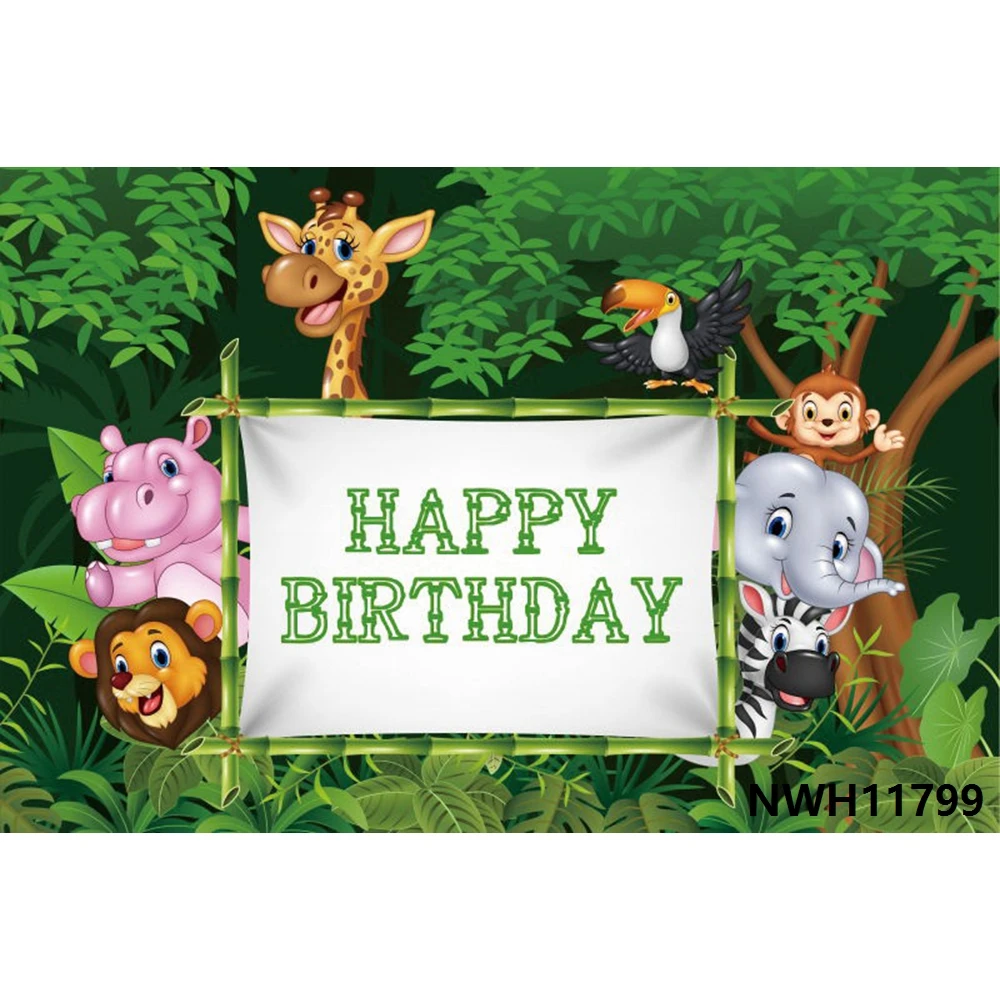 

Nitree Tropical Jungle Forest Wild Animal Safari Party Newborn Baby Shower 1st Birthday Backdrop Vinyl Photography Background 10
