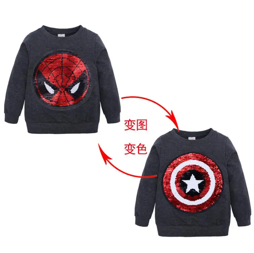 Мультфильм с узором из пайеток свитера для детей Топы длинными рукавами