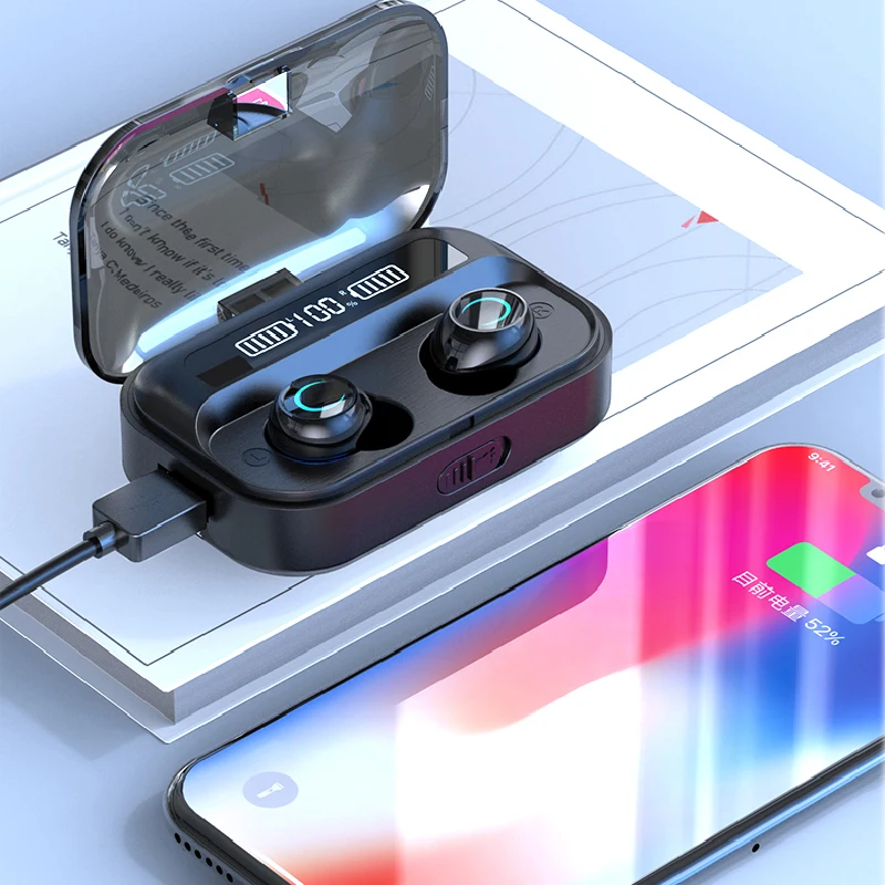 Беспроводные наушники Bluetooth 5 0 миниатюрная гарнитура с фонариком