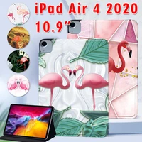 for apple ipad air 4 2020 10 9 inch pu leather flamingo print pattern tablet stand cover case free stylus