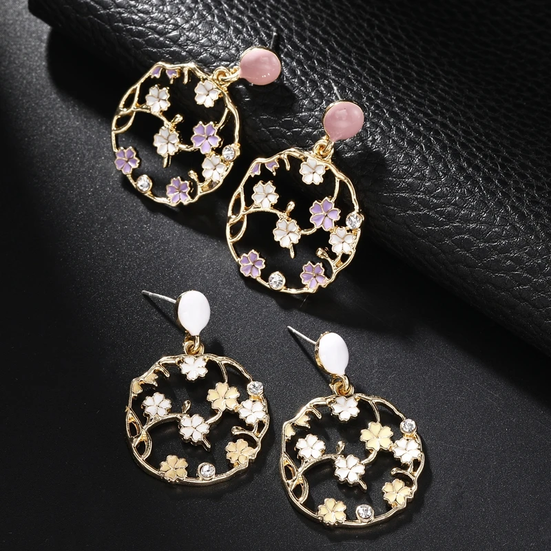2019 корейские новые DIY очаровательные милые серьги с цветами инкрустированные
