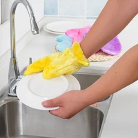 clearance sale waterproof oil dishwashing gloves magic decontamination natural wood fiber clean wash dishes gloves for kitchen