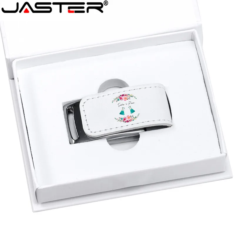 JASTER(более 10 шт. бесплатный логотип) USB 2,0 белая кожа+ коробка Флешка usb флэш-накопитель 4 ГБ 8 ГБ 16 ГБ 32 ГБ 64 Гб Внешняя память