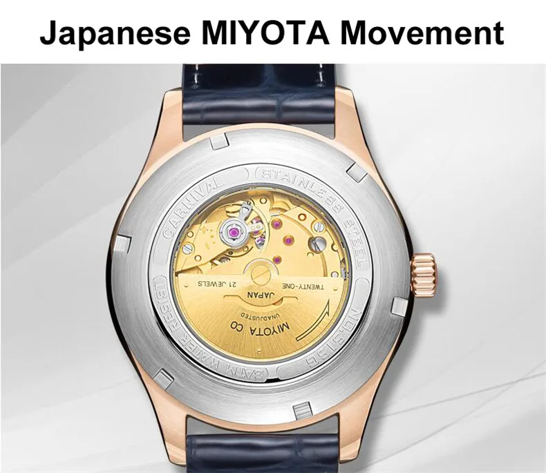 

3D Horse Dial Men Watches Mechanical Hand Wind Luxury Top Brand MIYOTA Movement Automatic Mechanical Men's Watches Leather Strap