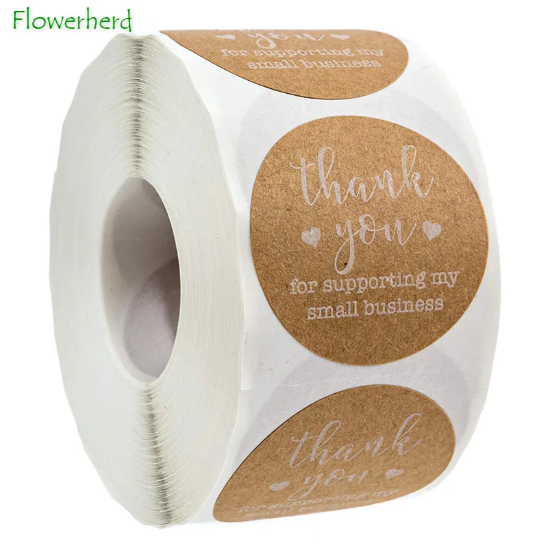 

1,5 дюймовый круглый крафт-пакет. Спасибо за поддержку моей маленькой женской отделки для тортов/3,8 см 500 этикеток в рулоне