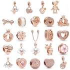 Модная подвеска Pandora из серии розового золота, ювелирные изделия для мужчин и женщин, сделай сам, изысканный браслет, аксессуары