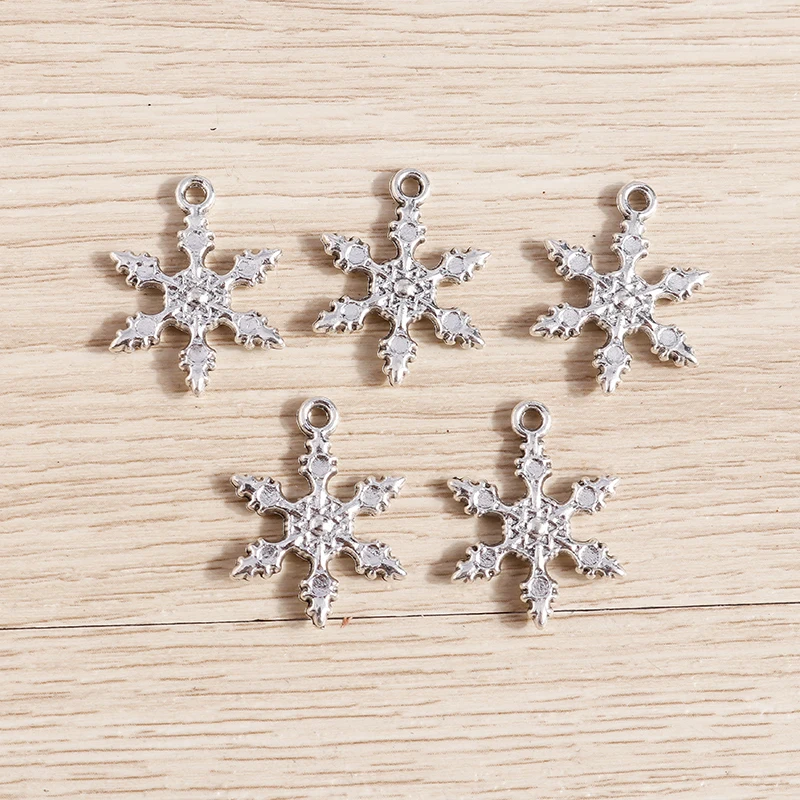 

15pcs 18*23mm Zinc Alloy Christmas Snowflake Charms Pendants for Jewelry Making Drop Earrings Pendants Necklaces DIY Crafts Gift