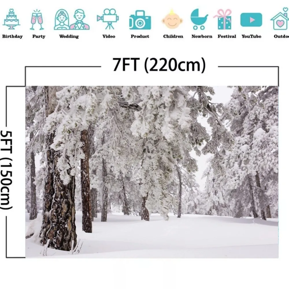 Laeacco зимние фоны для фотосъемки ЛЕС ДЕРЕВЬЯ снег виниловые фотофоны семейного