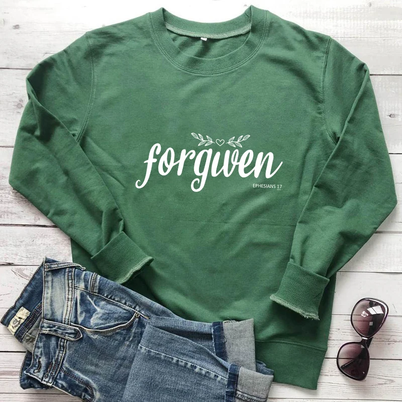 

Forgiven Ephesians 17 Sweatshirt Casual Women Long Sleeve Christian Easter Pullovers Streetwear