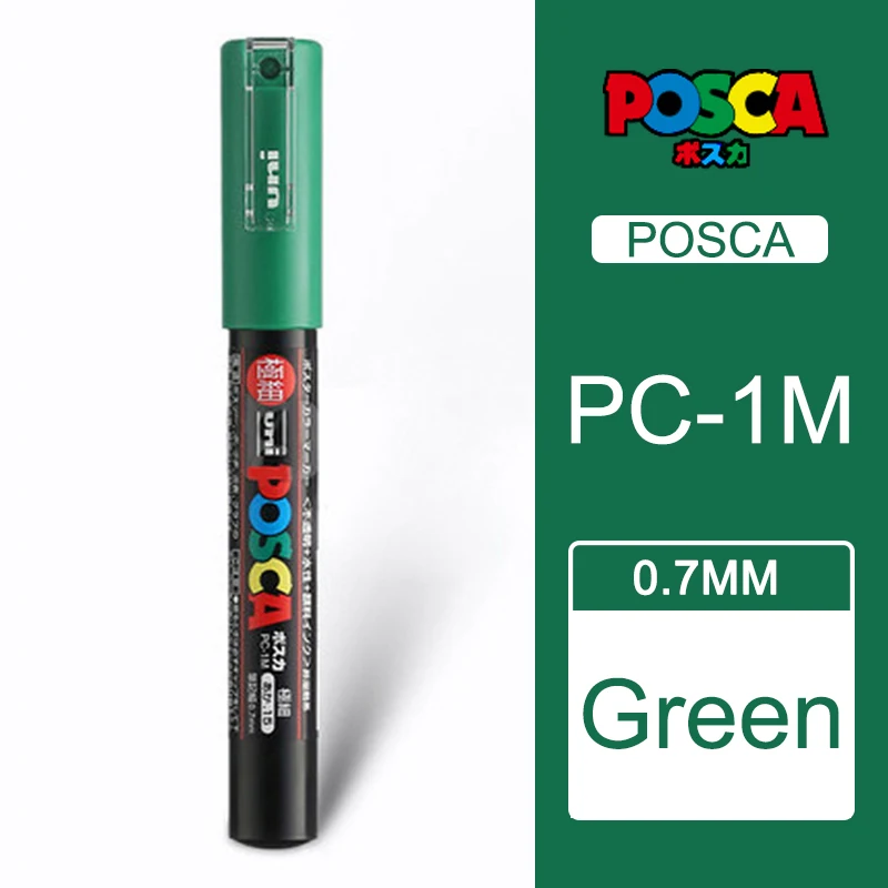Green 1 шт. Uni Posca Краска Маркер Mitsubishi постер цвет маркировки ручка Экстра тонкой точки PC-1M - Цвет: Green