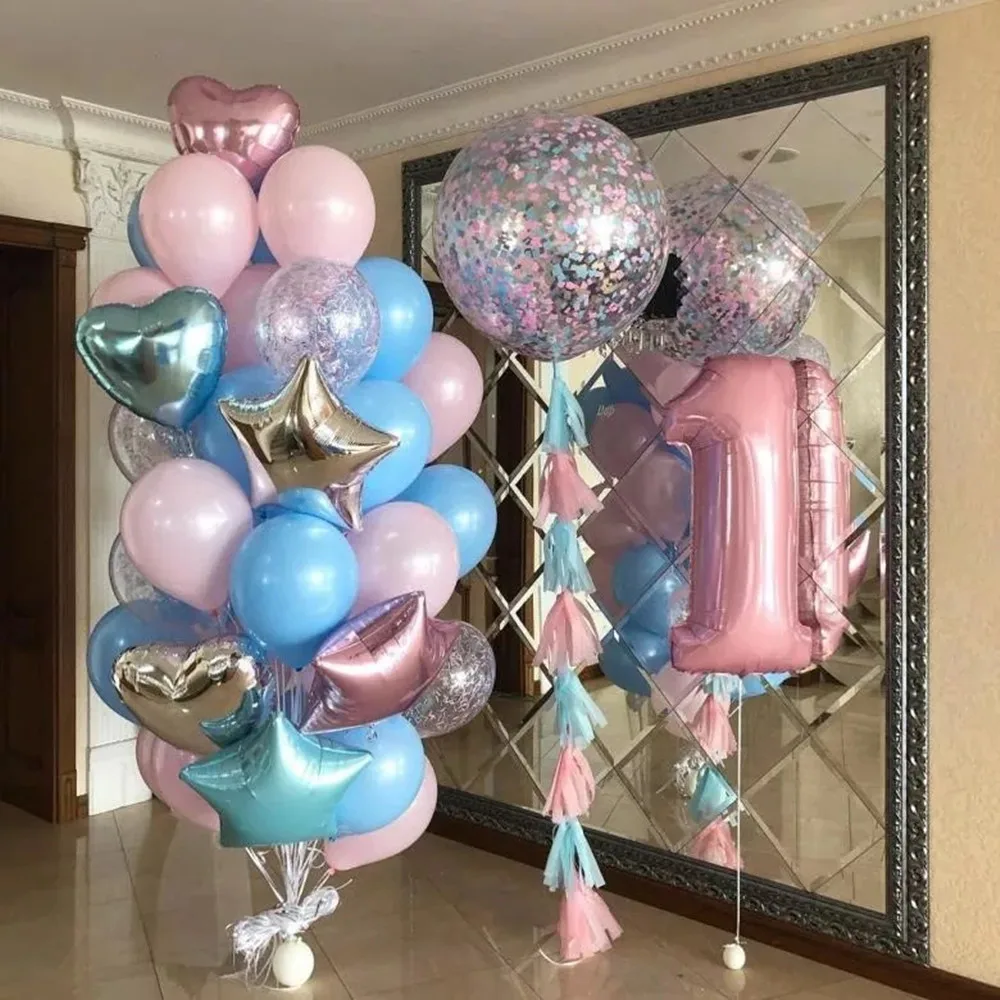 1 летнего мальчика Девочка День рождения воздушные шары Baby Shower шар 40 дюймов