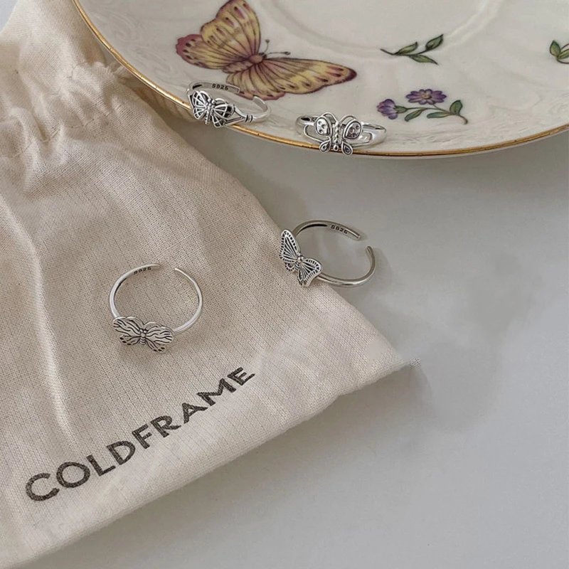 

Korean Vintage Butterfly Rings Adjustable Opening Metal Finger Ring for Women Girl Party Birthday Engagement Jewelry Gift