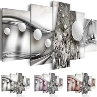 abstract canvas art painting 5 pieces white ball silver string modern decorative picture wall art home living room decor