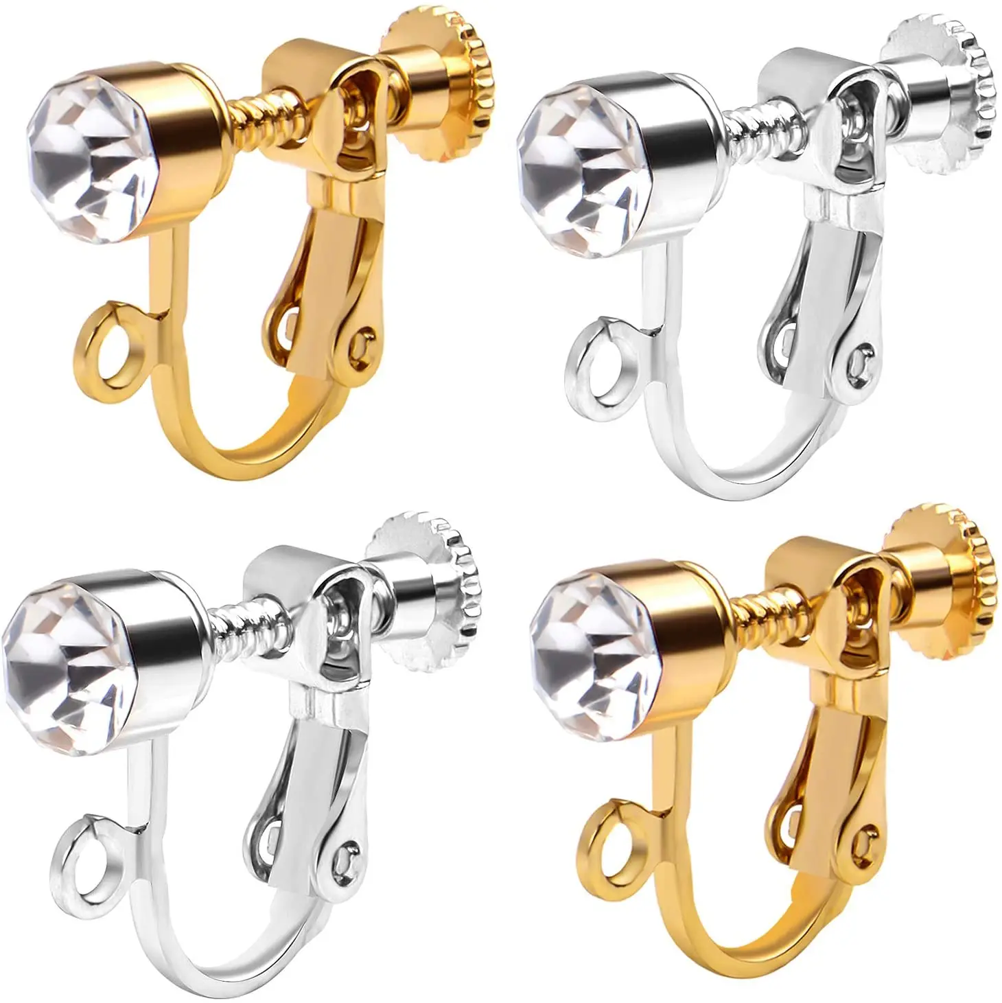 

12pcs Non-pierced Earring Clips Women Earring Component with Adjustable Screw for Earring Making, Gold and Silver