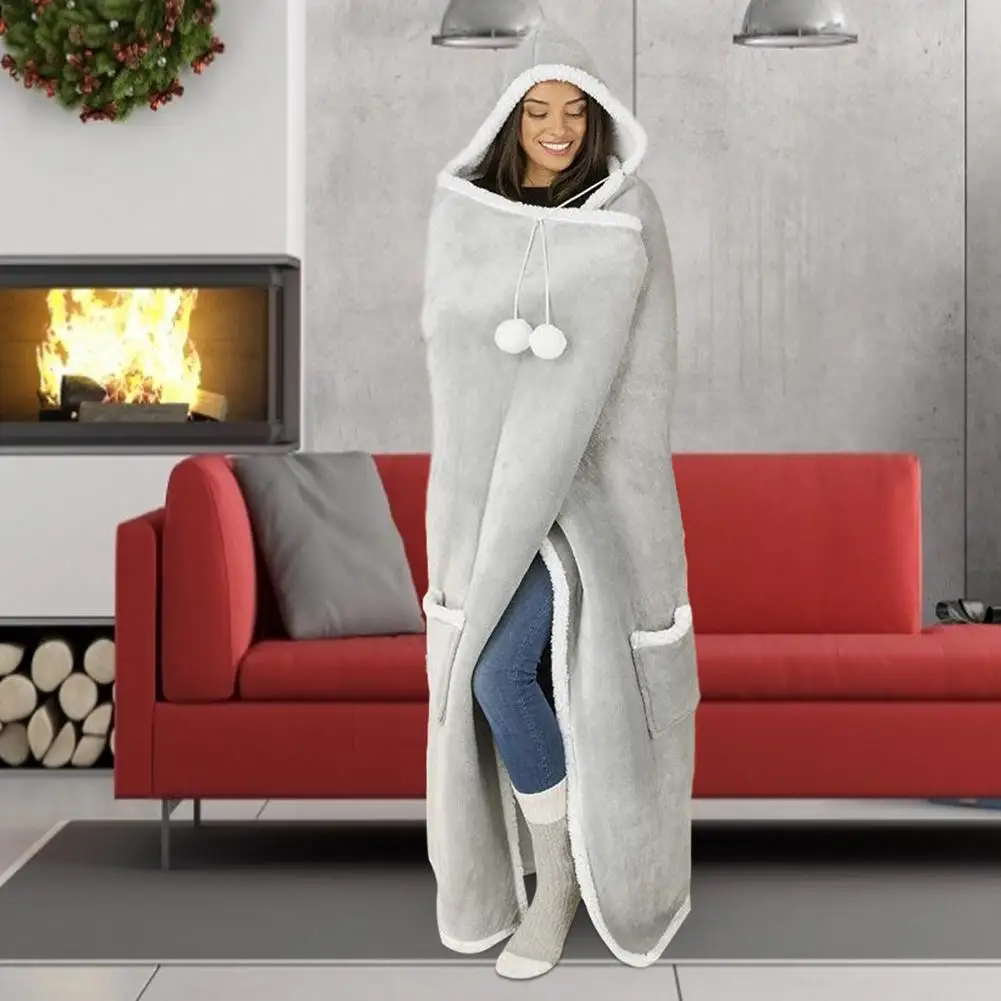 Одеяло с капюшоном утепленная и длинная теплая куртка повседневное одеяло в