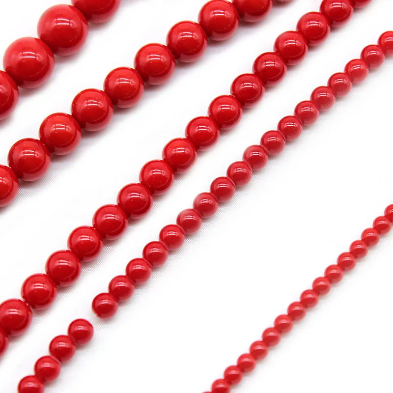 Бусины из искусственного кораллового Красного камня круглые бусины россыпью с